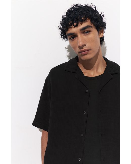 Camicia Maniche Corte Bambula di Pull&Bear in Black da Uomo