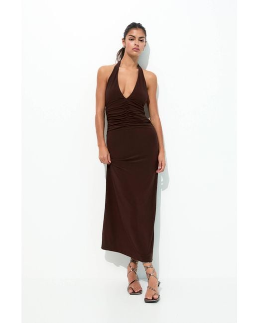 Pull&Bear Brown Halterneck Maxi Dress