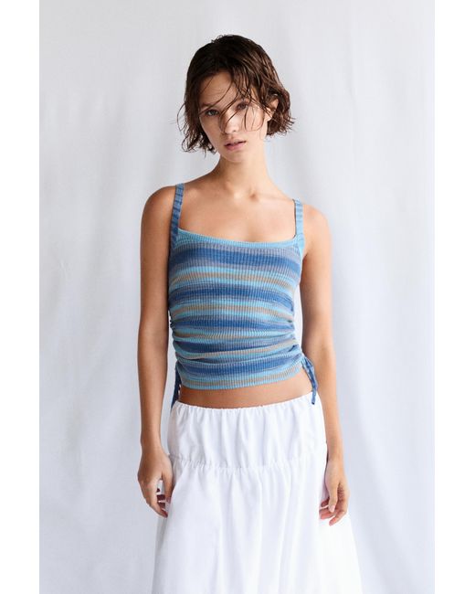 Pull&Bear White Gathered Knit Strappy Top