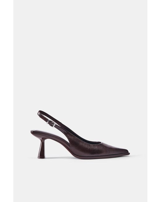 Pull&Bear White Slingback High-Heel Shoes