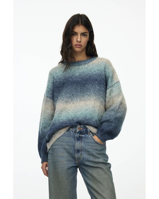 Pull&Bear Blue Oversize-Pullover Mit Farbverlauf