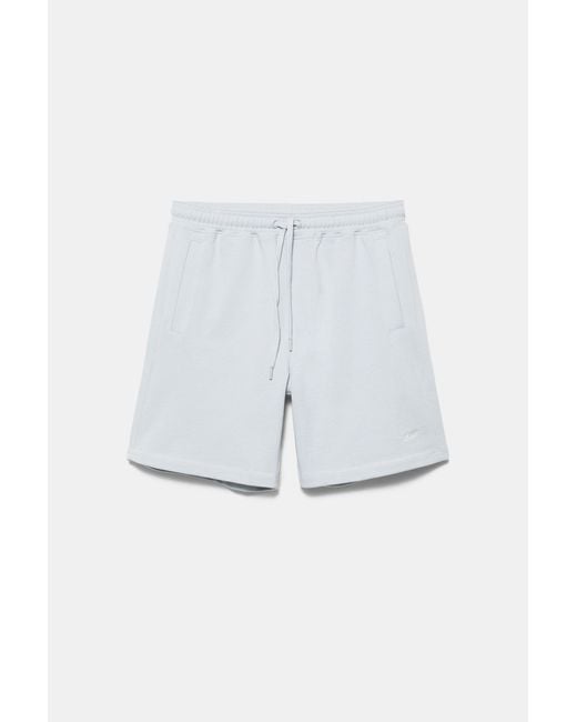 Pull&Bear White Bermuda Jogger With Logo for men