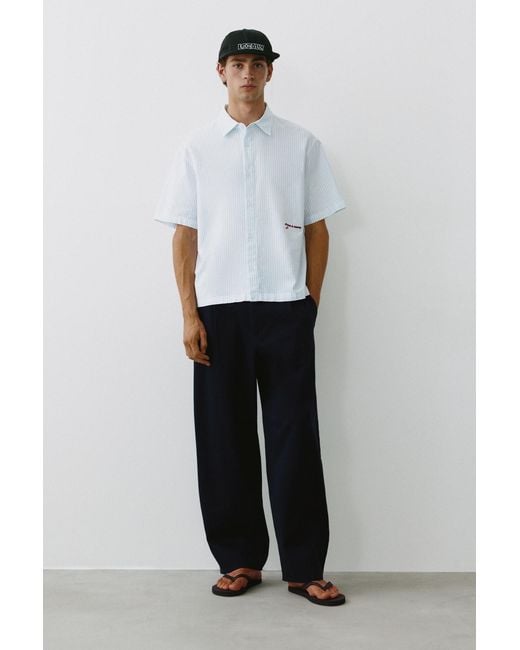 Pull&Bear Gray Striped Short Sleeve Shirt for men
