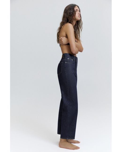 Pull&Bear Blue Straight-Leg Jeans With Crossover Waistband