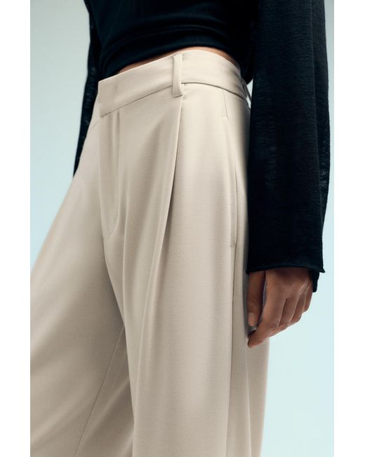 Pull&Bear White Darted Smart Trousers