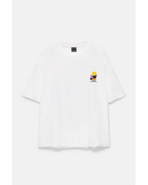 Pull&Bear Black Boxy Ibiza Graphic T-Shirt for men