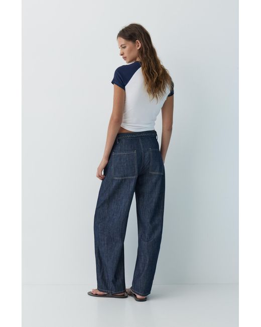 Pull&Bear Blue Balloon Jeans With Drawstring