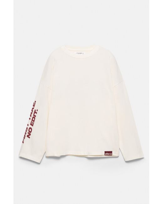 Pull&Bear White Graphic T-Shirt