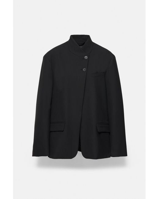 Pull&Bear Zwarte Blazer Met Overslag in het Black