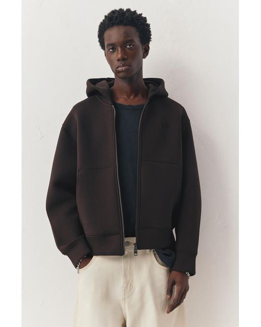 Pull&Bear Brown Neoprene-Effect Hoodie for men