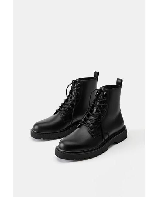 Stivali Con Lacci di Pull&Bear in Black da Uomo