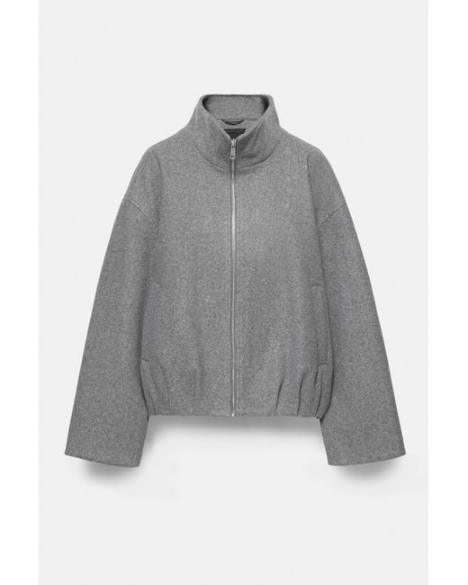 Pull&Bear Gray Balloon Bomber Jacket