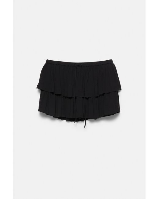 Pull&Bear Black Skort With Ruffles