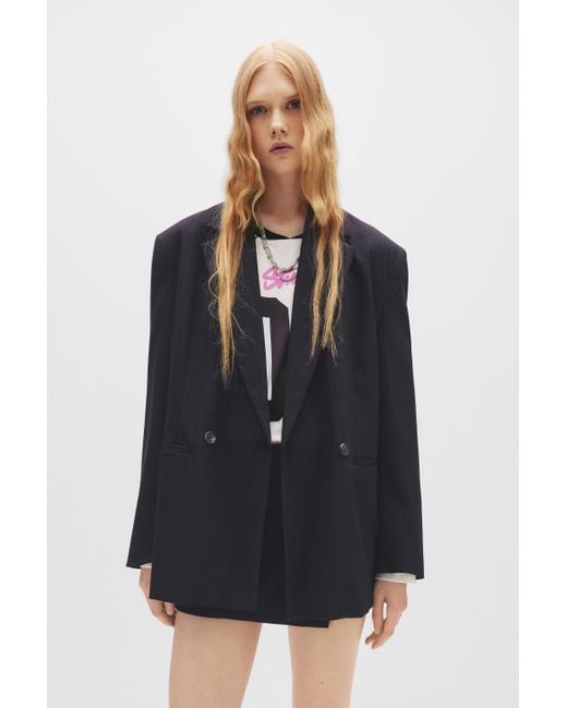Pull&Bear Blue Oversize-Blazer Nadelstreifen
