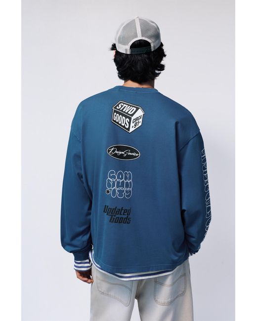 Pull&Bear Blue Stwd Community Graphic T-Shirt for men