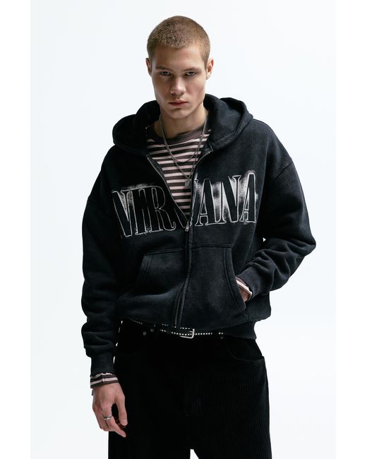 Sweat Nirvana À Capuche Zippé Pull&Bear pour homme en coloris Black