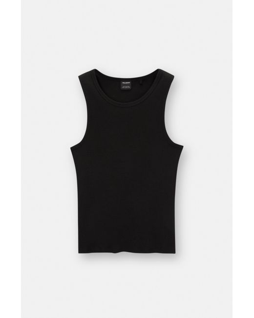 Pull&Bear White Ribbed Tank Top for men