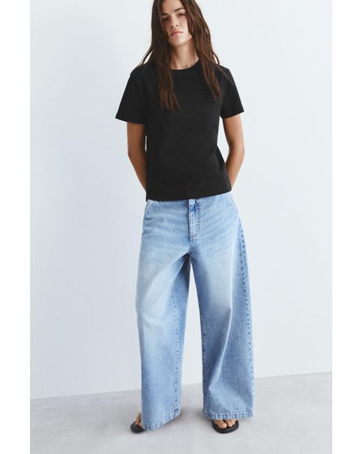 Pull&Bear Black Short Sleeve T-Shirt 100% Cotton