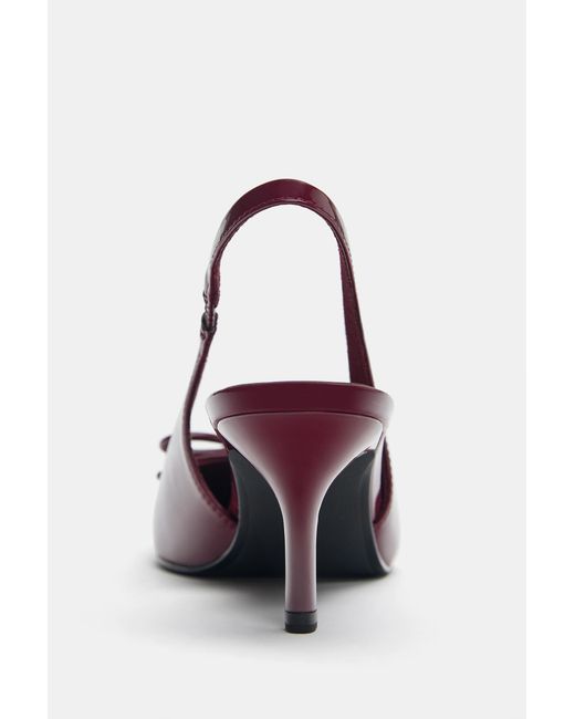 Pull&Bear Red Patent High-Heel Shoes With Bow