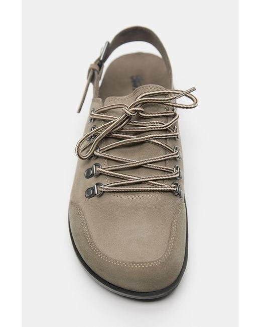 Pull&Bear White Stwd Lace-Up Leather Clogs for men