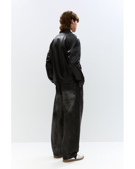 Pull&Bear Black Faux Leather Jacket for men