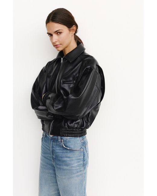 Pull&Bear Black Leather Effect Dad Jacket