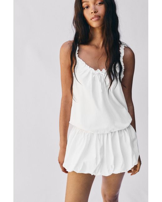 Pull&Bear Witte Korte Balloon Jurk in het Gray