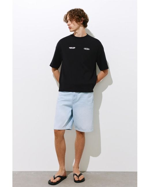 Pull&Bear Black Oversize Graphic T-Shirt for men