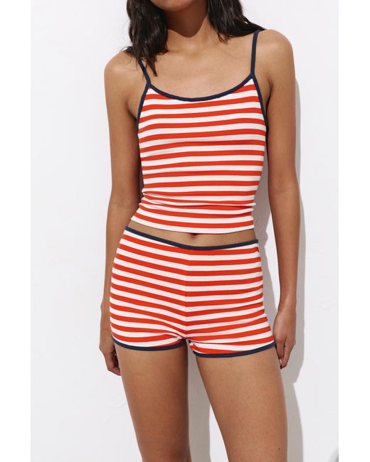 Pull&Bear Gestreepte Rib Short in het Orange