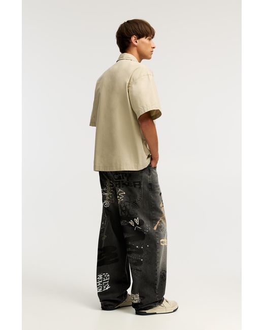 Pull&Bear Multicolor Stwd Graffiti Skater Jeans for men