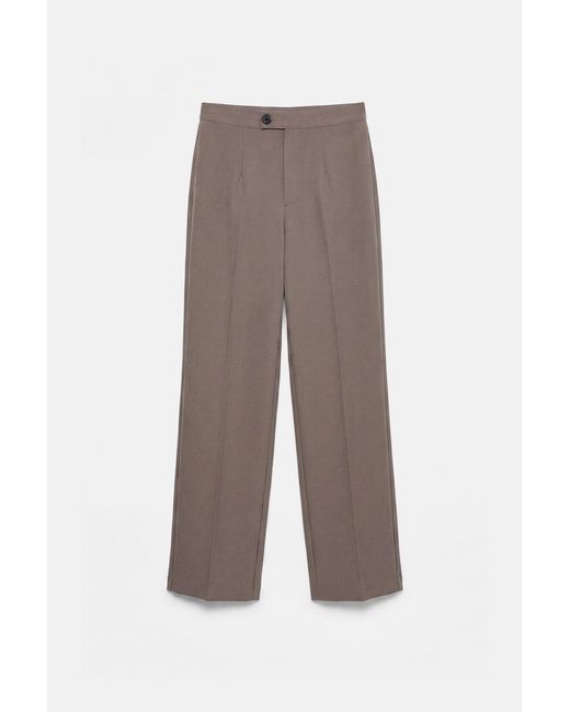 Pull&Bear Gray Smart Straight-Leg Trousers
