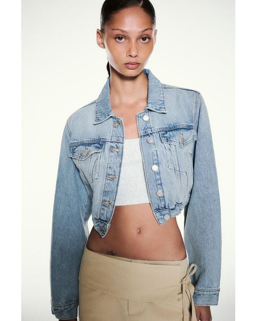 Pull&Bear Blue Cropped Denim Jacket