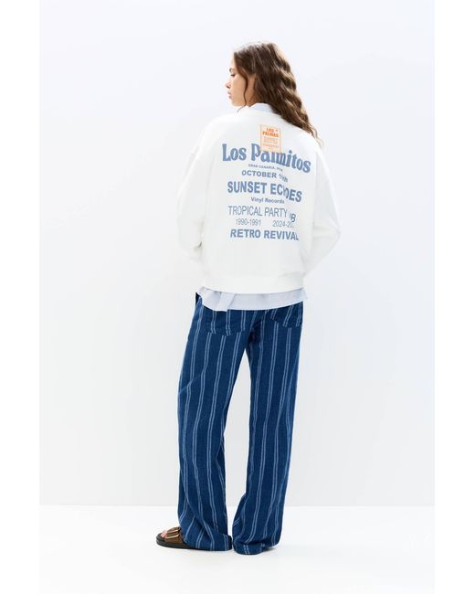Pull&Bear White Sweatshirt Los Palmitos