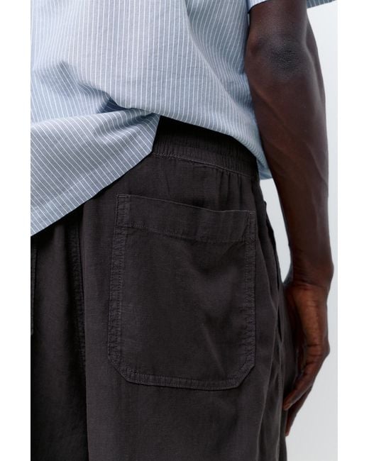 Pull&Bear Blue Linen Blend Jogger Trousers for men