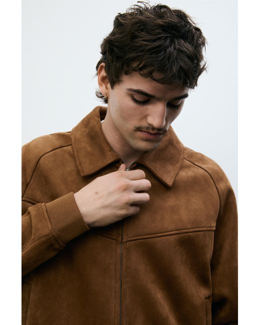 Pull&Bear Blue Faux Suede Jacket for men