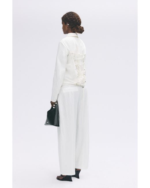Pull&Bear White Karoline Vitto Tie-Detail Fitted Jacket