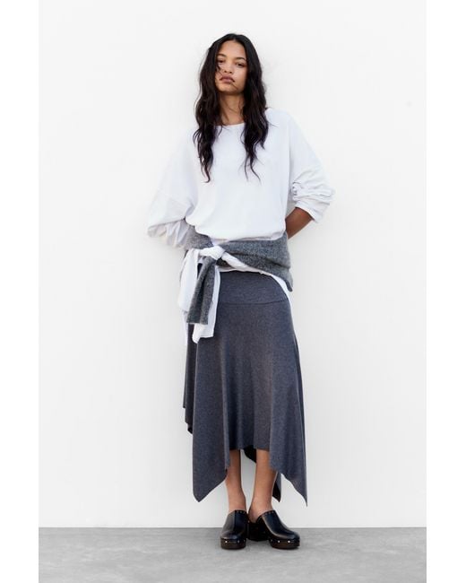 Pull&Bear White Oversize Long Sleeve T-Shirt