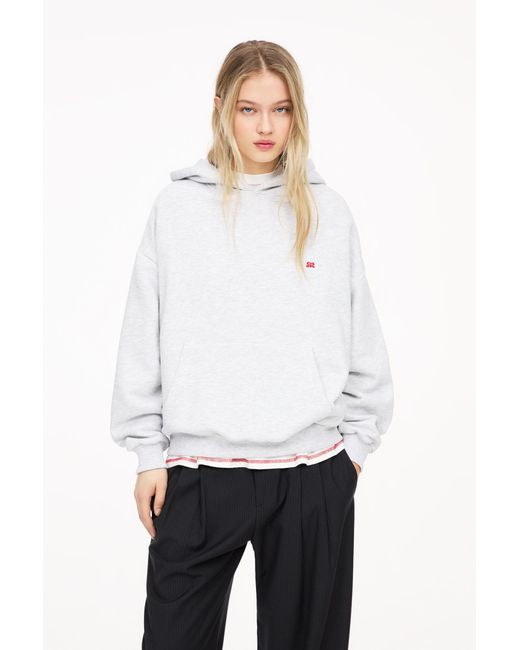 Pull&Bear White Pacific Republic Hooded Sweatshirt