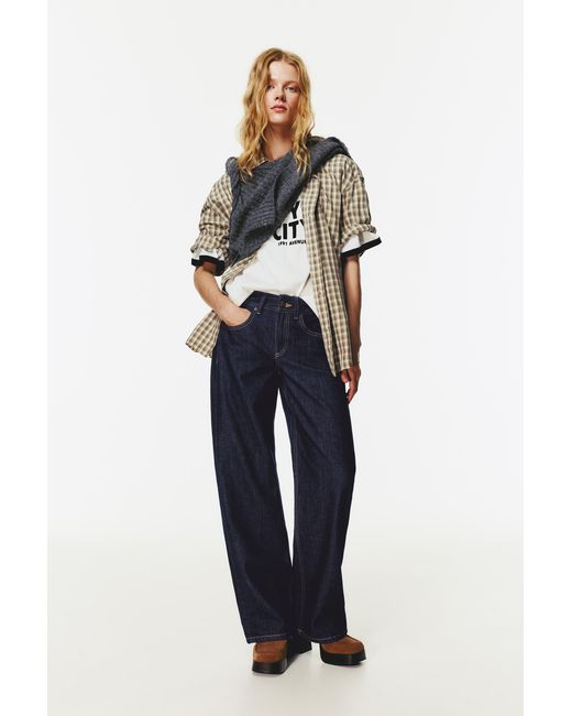 Pull&Bear Blue Low-Rise Straight-Leg Jeans