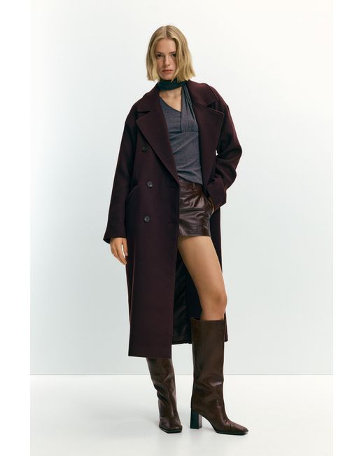Pull&Bear Black Long Felt Texture Coat