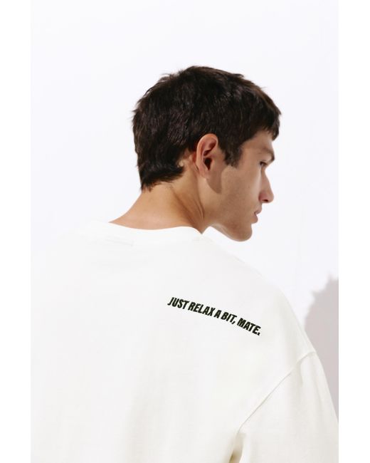 Pull&Bear White Hamster Graphic T-Shirt for men