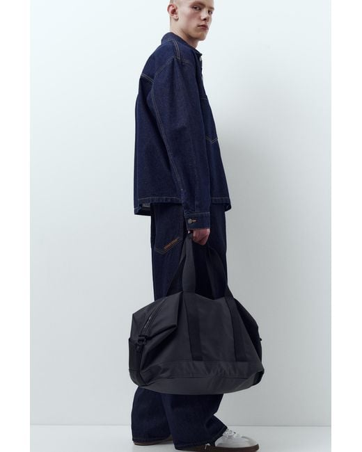 Pull&Bear Black Rubberised Travel Bag for men