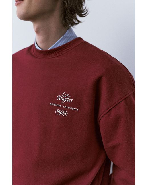 Sweat Col Rond Pull&Bear pour homme en coloris Red