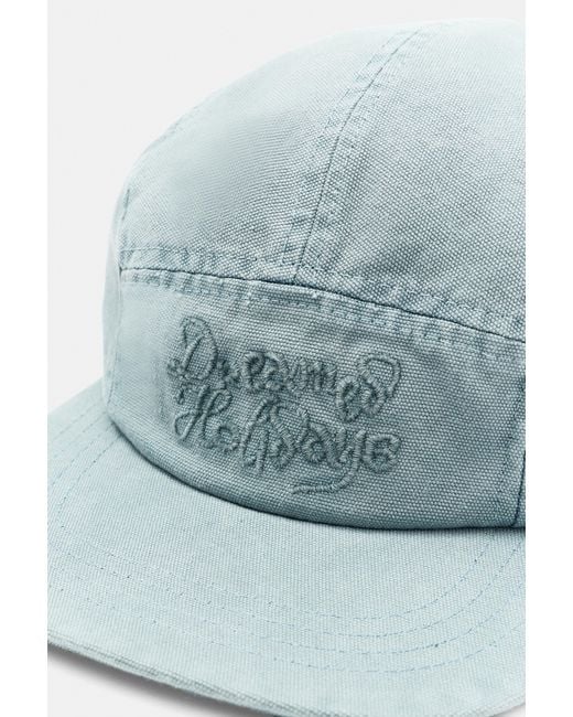 Pull&Bear Gray 5-Panel Embroidered Cap for men