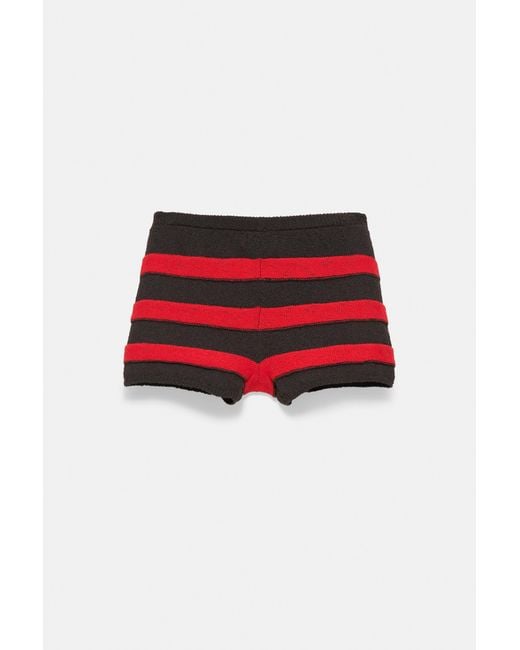 Pull&Bear Blue Striped Knit Mini Shorts