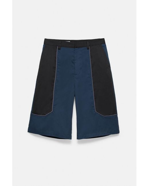 Pull&Bear Blue Pleasures X Stwd Panelled Bermuda Shorts for men