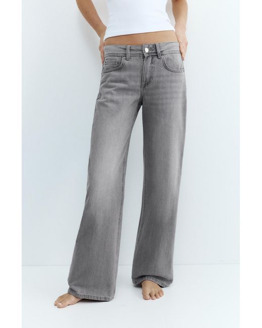 Pull&Bear White Low-Rise Straight-Leg Jeans