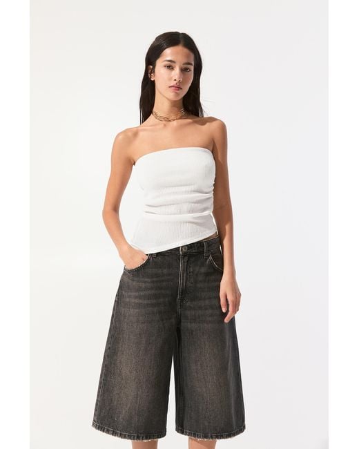 Pull&Bear White Asymmetric Bandeau Top