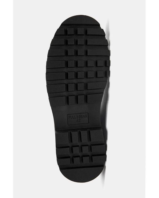 Pull&Bear Black Leather Chelsea Boots for men