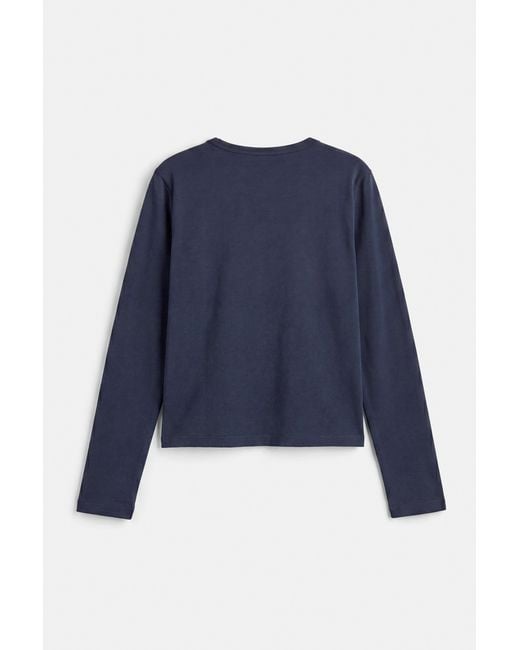Pull&Bear Blue Fitted Long Sleeve T-Shirt